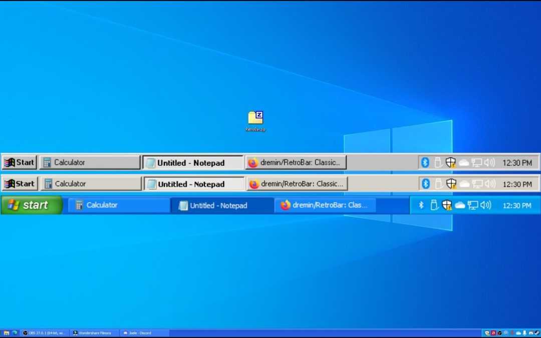 Retrobar, barra de tareas de Windows 95, 98, Me, 2000, or XP en WINDOWS 10 Y WINDOWS 11