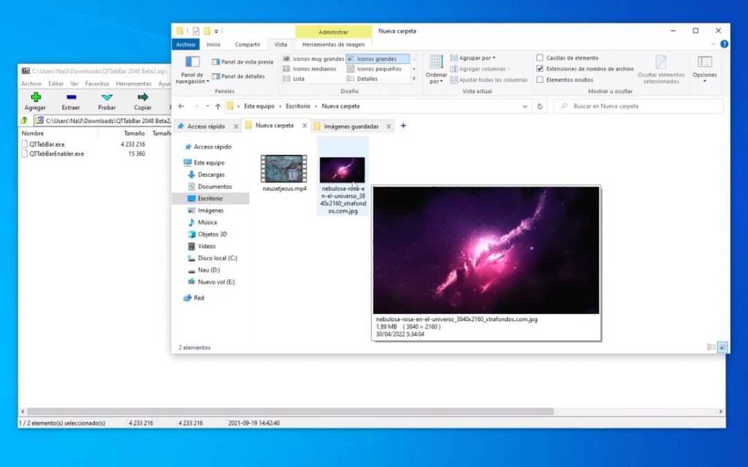Vista previa de archivos sin abrir y amplía el Explorador mediante pestañas en windows