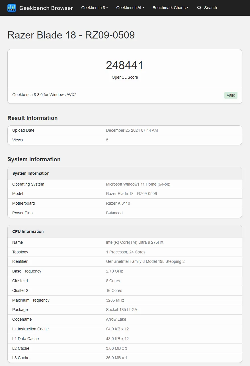 Core-Ultra-9-275HX-Geekbench